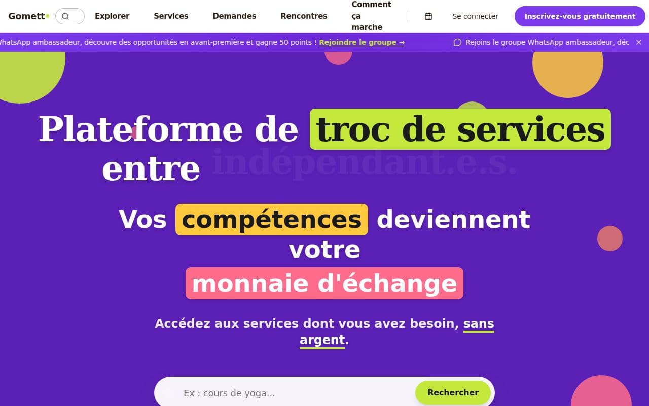 Aperçu du site Gomett